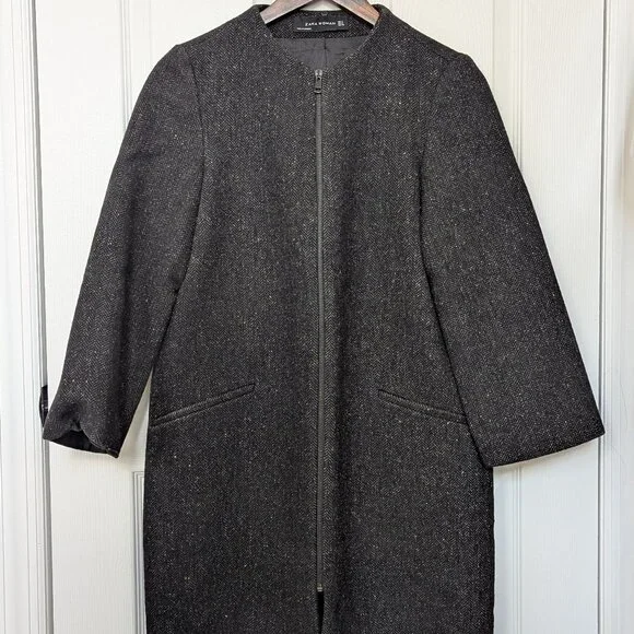 Zara Collarless Wool Winter Coat (size S) - Picture 1 of 4